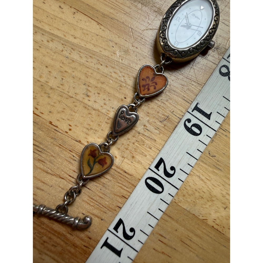 Brighton Silver Floral Heart Link Bracelet Watch Piccadilly Needs Batteries - Picture 4 of 15
